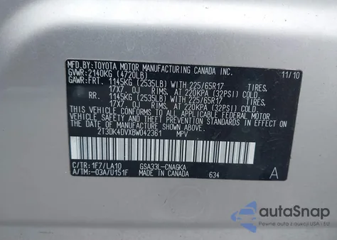 2011 Toyota Rav4 Limited V6 from USA, damaged, VIN 2T3DK4DVXBW042361